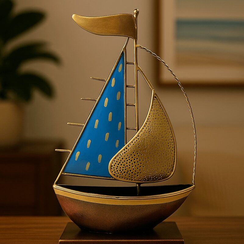Moonshine Boat for Table Decor, Decorative Iron Boat showpiece for Living Room