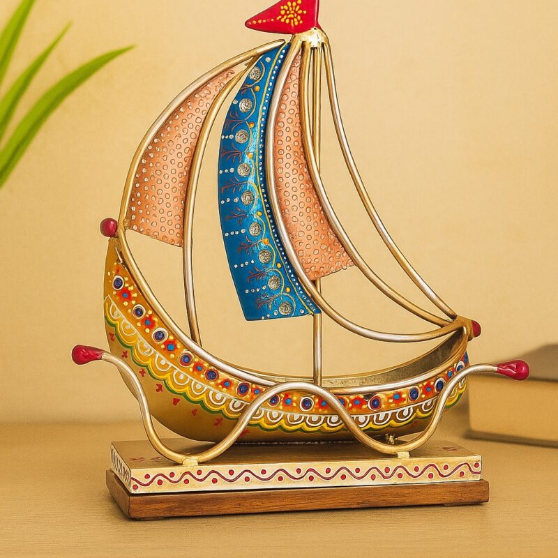 Metal Ship Boat Naav Showpiece Figurine | Decorative Iron Boat for Home, Office & Table Décor | Moonshine Boat Showpiece for Living Room