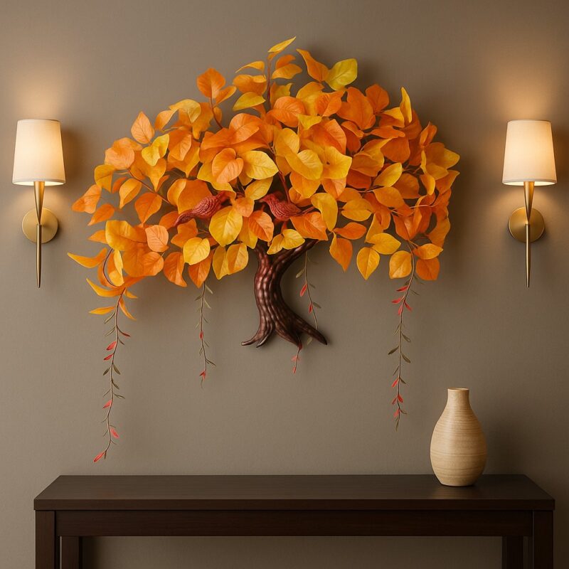 Elegant Metal Tree Wall Sculpture with Cutout Leaves – Perfect for Home Décor