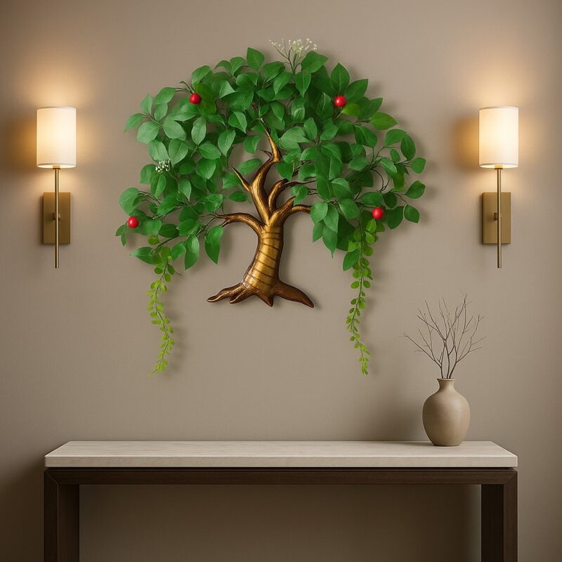 Elegant Metal Tree Wall Sculpture with Cutout Leaves Perfect for Home Décor